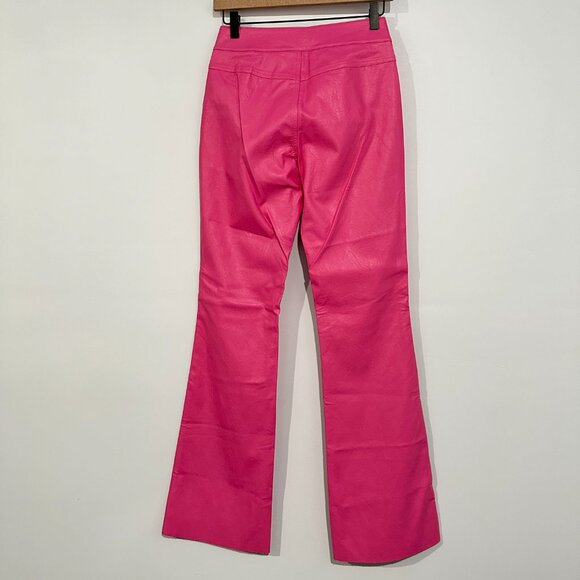 I. AM. GIA Reika Pink Faux Leather Pants XS Flared Mid Waist Y2K - Picture 3 of 15